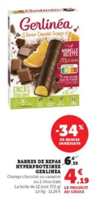 Super U Barres de repas hyperproteinee gerlinea offre