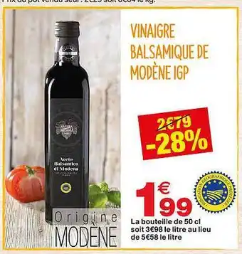 Grand Frais Vinaigre Balsamique De Modène Igp offre