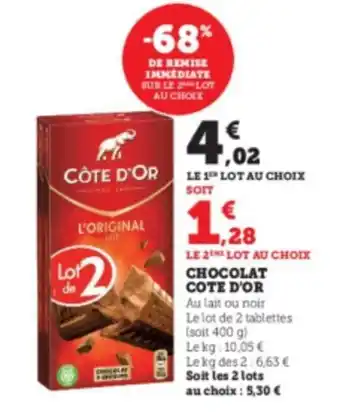 Super U Chocolat Cote D'Or offre