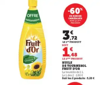 Super U Huile De Tournesol Fruit D'or offre