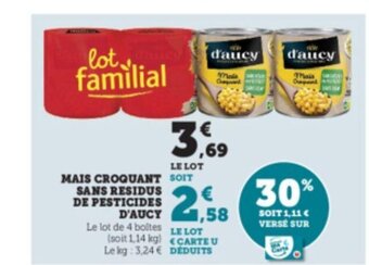 Super U Mais Croquant Sans Residus De Pesticides D'Aucy offre