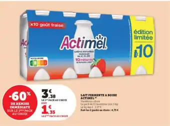 Super U Lait Fermente A Boire Actimel offre