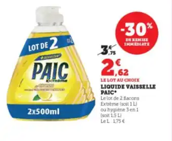 Super U Liquide Vaisselle Paic offre