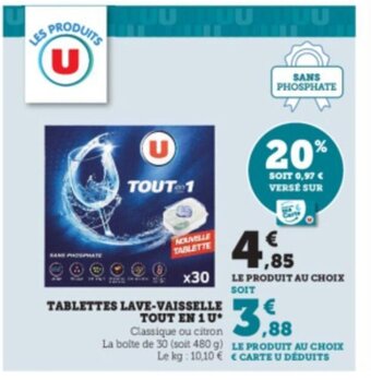 Super U Tablettes Lave-Vaisselle Tout En 1 U offre
