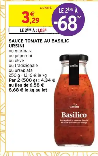 Intermarché Sauce Tomate Au Basilic Ursini offre