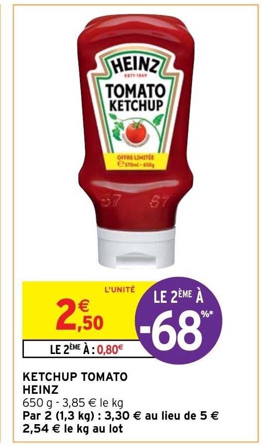 Promo Ketchup Tomato Heinz chez Intermarché