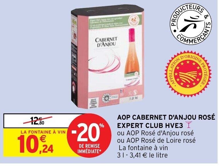 Promo AOP D'Anjou Rosé Expert Club HVE3 chez Intermarché