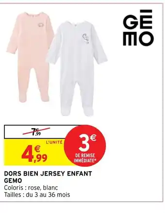 Intermarché Dors bien Jersgey Enfant Gemo offre