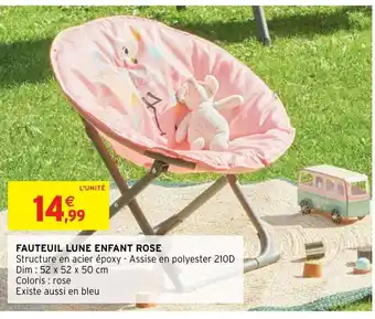 Intermarché Fauteuil Lune Enfant Rose offre