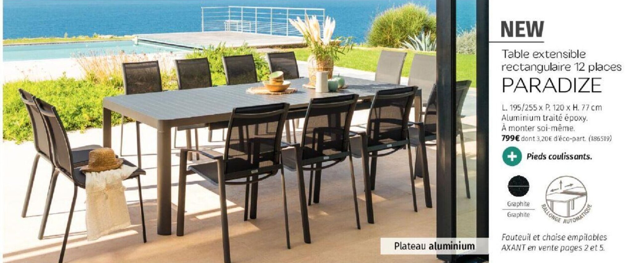 Promo Table Extensible Rectangulaire 12 Places Paradize chez La Foir