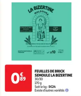 Auchan Feuilles de brick semoule la bizertine offre