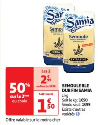 Semoule ble dur fin samia
