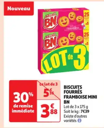 Auchan Biscuits fourres framboise Mini Bn offre