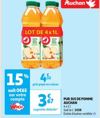 Auchan Pur jus de pomme auchan offre