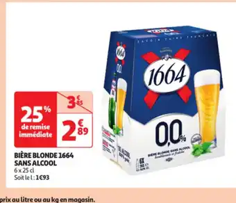 Auchan Biere blonde 1664 sans alcool offre
