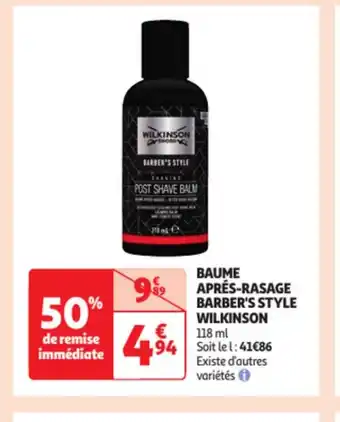 Auchan Baume apres-rasage barber's style wilkinson offre