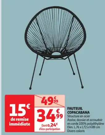 Auchan Fauteuil copacabana offre