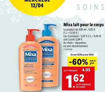 Lidl Mixa mixa lait pour le corps offre