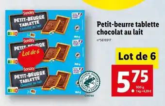 Lidl Sondey petit-beurre tablette chocolat au lait offre