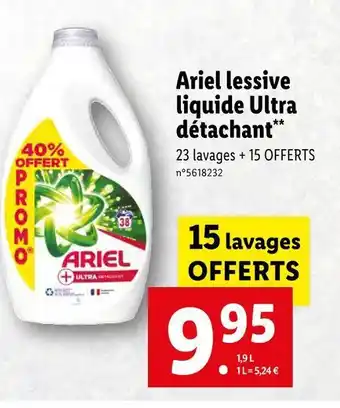 Lidl Ariel ariel lessive liquide ultra détachant** offre