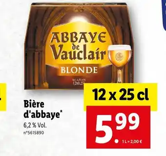 Lidl Abbaye de vauclair bière d'abbaye offre