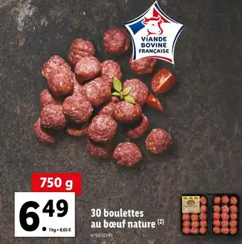 Lidl 30 boulettes au bœuf nature offre