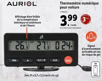 Lidl Auriol thermomètre numérique pour voiture offre