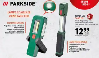 Lidl Parkside lampe led sans fil offre