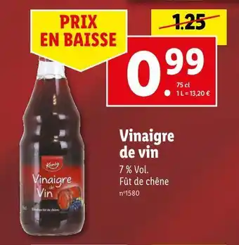 Lidl Kania vinaigre de vin offre
