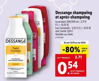 Lidl Dessange shampoing et après-shampoing offre