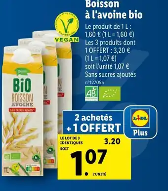 Lidl Boisson à l'avoine bio offre