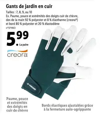 Lidl Creora gants de jardin en cuir offre
