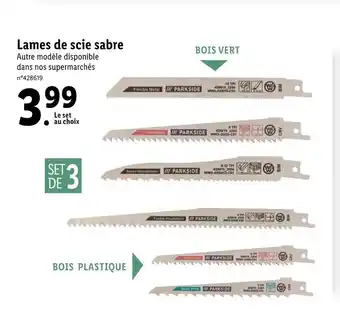 Lidl Parkside lames de scie sabre offre