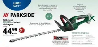 Lidl Parkside taille-haies sans fil ni batterie ni chargeur offre