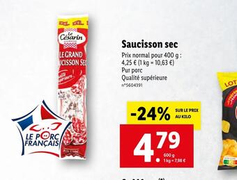 Lidl Le césarin saucisson sec offre
