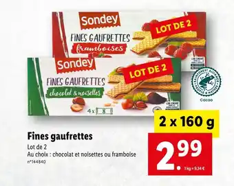 Lidl Sondey fines gaufrettes offre