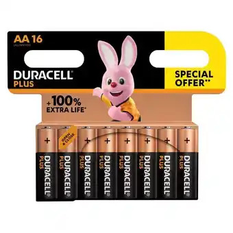 Carrefour Duracell lot de 16 piles duracell plus 100% aa/lr6 offre