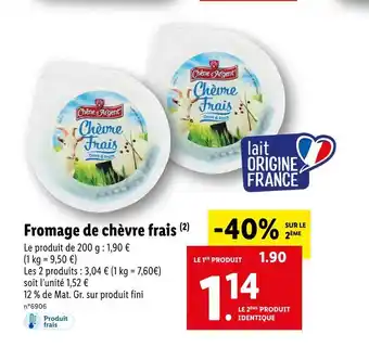 Lidl Chene d'argent fromage de chèvre frais offre