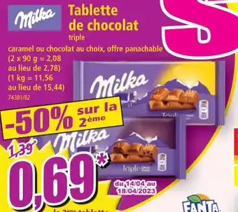 Norma Milka tablette de chocolat offre