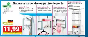 Norma Etagere a suspendre ou patere de porte offre
