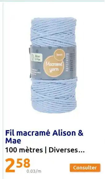 Action Fil Macramé Alison & Mae offre