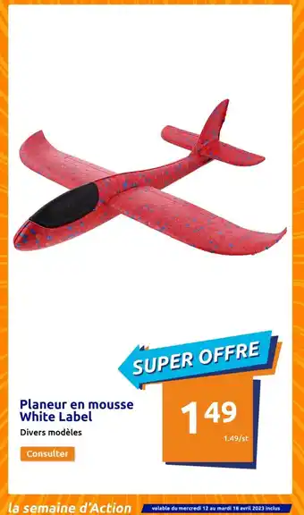 Action Planeur En Mousse White Label offre
