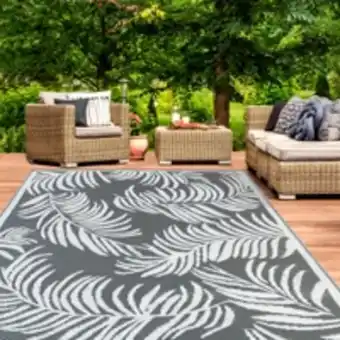 E.Leclerc Brico Idmarket tapis extérieur coco tropical gris et blanc 180 x 280 cm offre