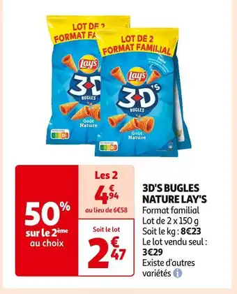 Auchan Supermarché Lay's 3d's bugles nature offre