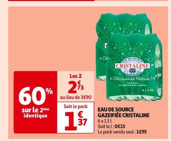 Auchan Supermarché Cristaline eau de source gazeifiée offre