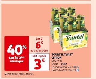 Auchan Supermarché Tourtel tourtel twist citron offre