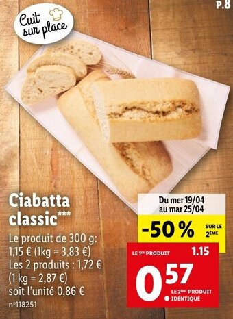 Lidl Ciabatta classic offre
