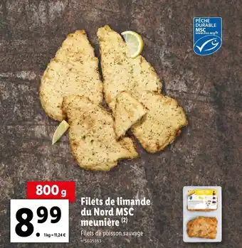 Lidl Filets de limande du nord MSC meunière offre