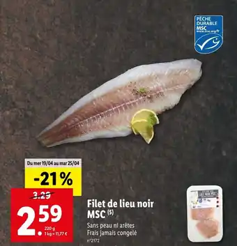 Filet de lieu noir MSC