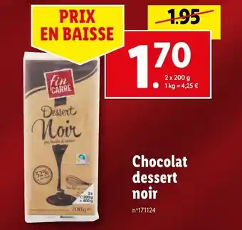 Lidl Chocolat dessert noir offre